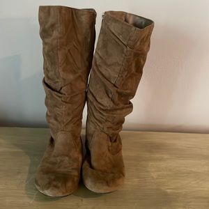 Knee high faux suede boots
